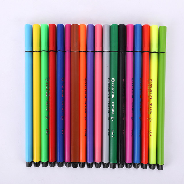 Deli EC105 Felt Pen Washable 12/18/24 /36 Color Fiber Marker Pen